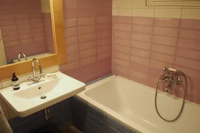 a bathroom with a sink and a bath tub at Rodinný apartmán v centru Prahy in Prague