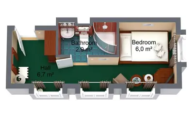 a floor plan of a small room with at Hotel William in Prague