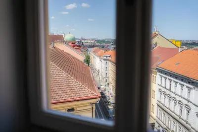 a view of a city from a window at EA Hotel Victoria in Prague