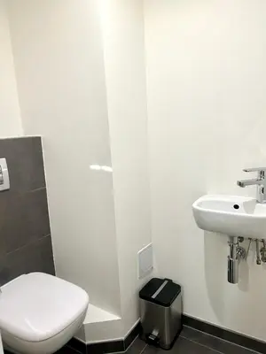 a bathroom with a toilet and a sink at U Stare Pani - At the Old Lady Hotel in Prague