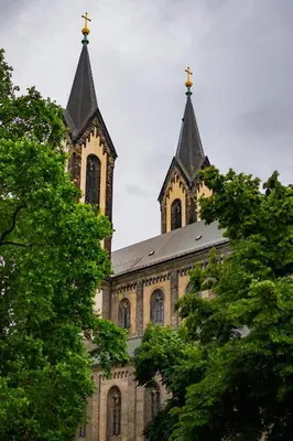 a church with two crosses on top of it at Charles Central in Prague