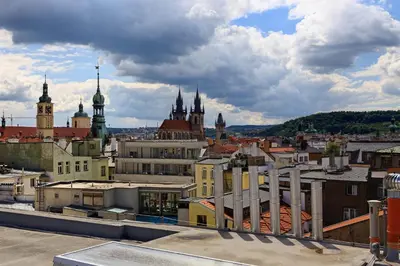 a view of a city from the roof of a building at Residence BENE in Prague
