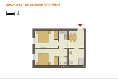 a plan of the two bedroom apartment at apartment at Downtown Suites Kodanska in Prague