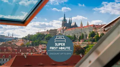 a sign for a book castle view rooves at Boutique Hotel Klarov in Prague