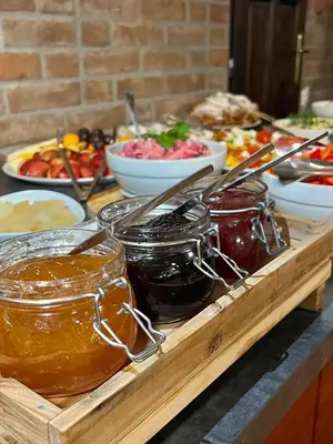 two containers of carrots and eggs and two measuring spoons at Hotel Astra in Prague