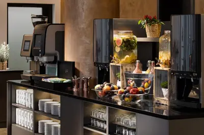 a counter with fruit on it in a hotel room at Mamaison Residence Downtown Prague in Prague