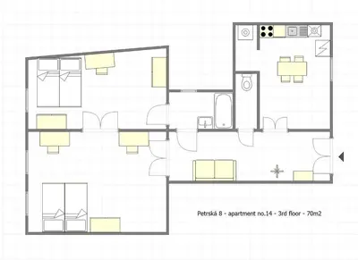 a floor plan of a house with at Peter's Tower Apartments in Prague