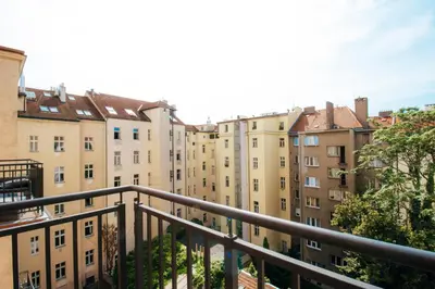 a view from a balcony of buildings at Apartmán Anastasie in Prague