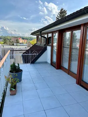 a balcony of a house with a view at Residence Sarka Top in Prague