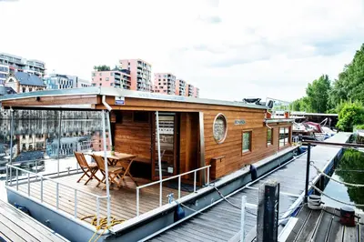 a house on the deck of a boat at Houseboat Bonanza Prague in Prague
