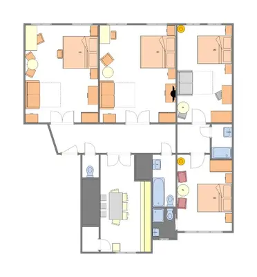 a floor plan of a house at 4 Bedrooms 130m2 apartment at the Main City Square in Prague