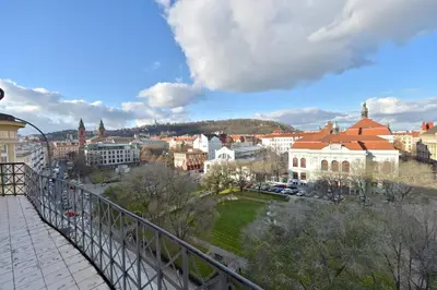 a view of a city from a bridge at Beautiful view on the Prague castle close to the centre in Prague