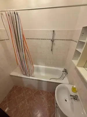a bathroom with a bath tub and a sink at Apartmány Topolová 909B in Milovice