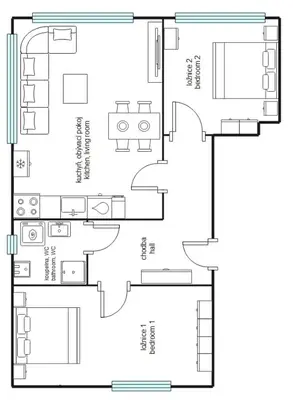a floor plan of a house at Apartmán u Fontány in Poděbrady