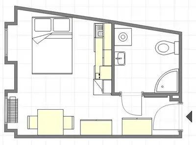 a floor plan of a bathroom with a toilet at Riverside Apartment in Prague
