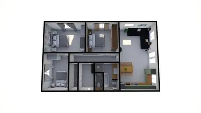 a floor plan of a small apartment with a room at Holiday House Adonis in Bystřice