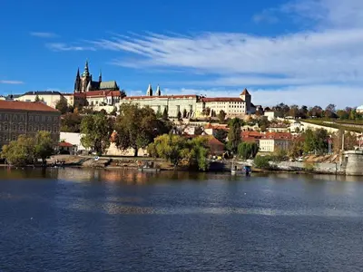 a view of a city from the river at LYLY APARTMENT - Modern apartment with free parking in Prague