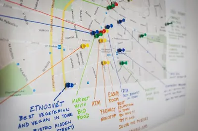a close up of a subway map at LIKE AT HOME IN CENTER OF PRAGUE in Prague