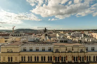 a view of a city from the roof of a building at Luxury apartment in the centre in Prague