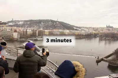 a group of people taking pictures of a river at Balcony King Suite 12 min from Charles Bridge in Prague
