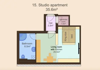 a floor plan of a building with a living room with at Parkside Apartments Prague in Prague