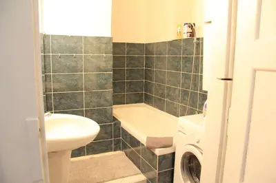 a bathroom with a sink and a toilet and a tub at 2 Bedrooms close Vyšehrad - Congress centrum in Prague