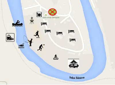 a map of the melbourne beach club at Sport areál Samopše in Vraník