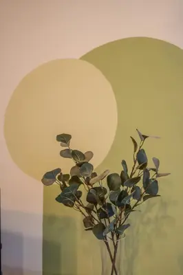 a vase with a plant in front of a lamp at Cozy Prague Apartment in Prague