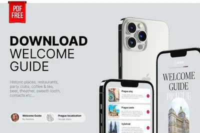 a roundup of the universal welcome guide and an iphone case at Opletal Apartment Prague in Prague
