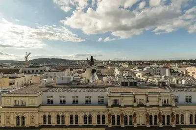 a view of a city from the roof of a building at Wabi Sabi Nest w/ Garage in Prague
